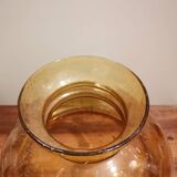Globe de lampe vintage en verre soufflé style biot jaune suspension baladeuse
