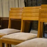 Set of 6 oak chairs by Gaston Poisson, 1940s