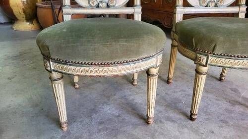 Pair of Louis XVI style chairs from the 18th century with lyre back.