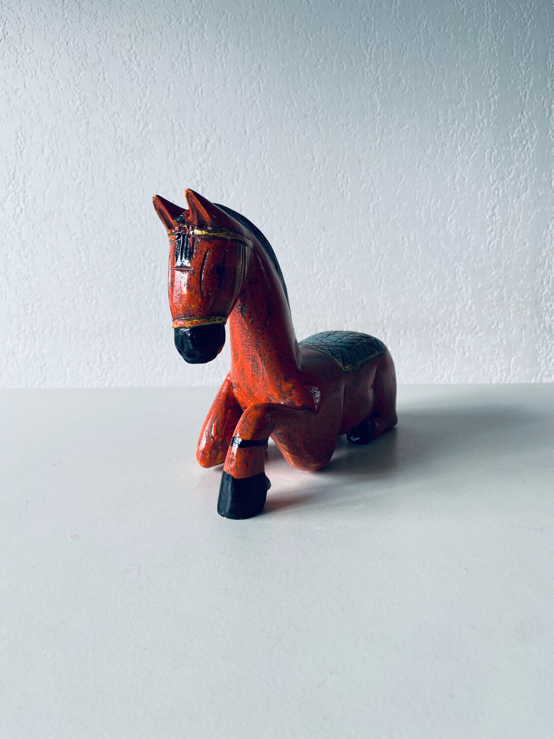 Hand painted carved wooden horse