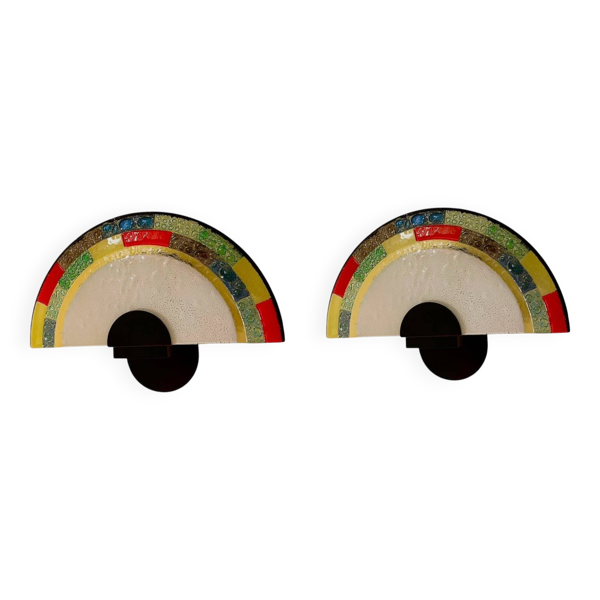 Paire d appliques par zonca verre murano ,italie 1980