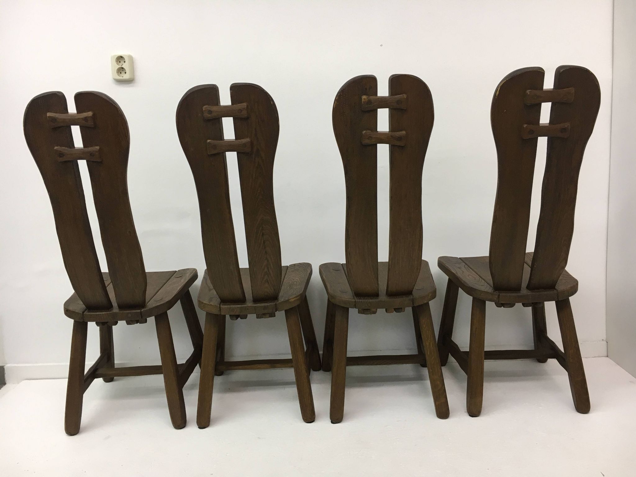 Set of 4 Belgian Brutalist Dining Chairs from De Puydt, 1970’s