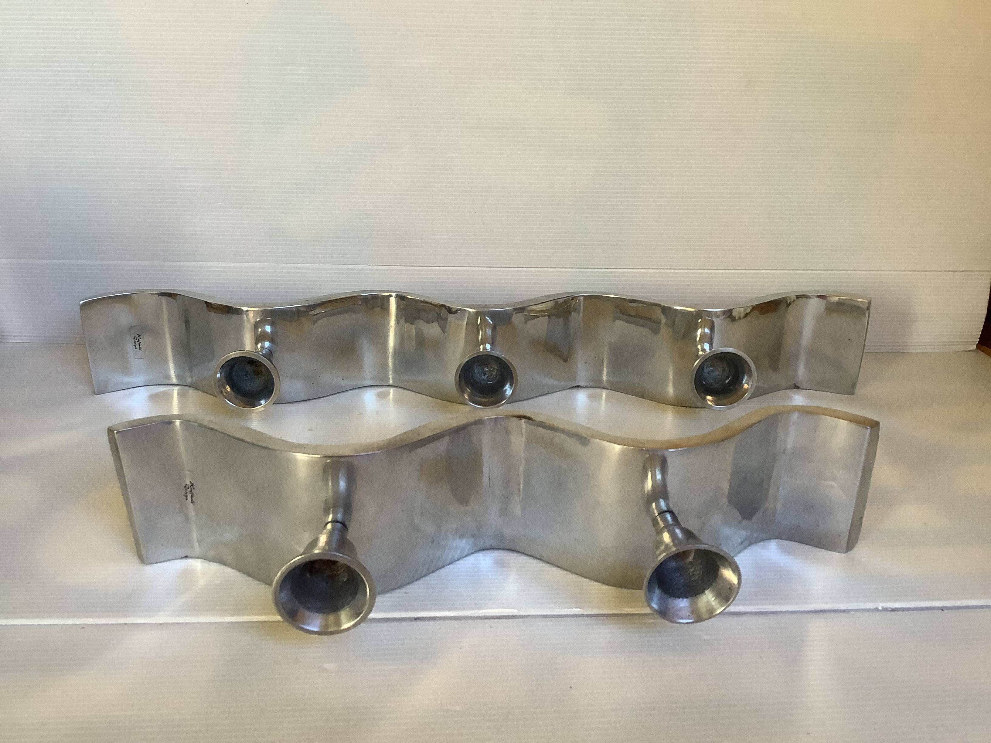 Pair of designer wave candlesticks