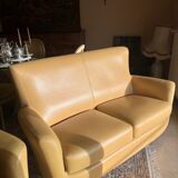 Sofa 2 places camel leather brand DUVIVIER