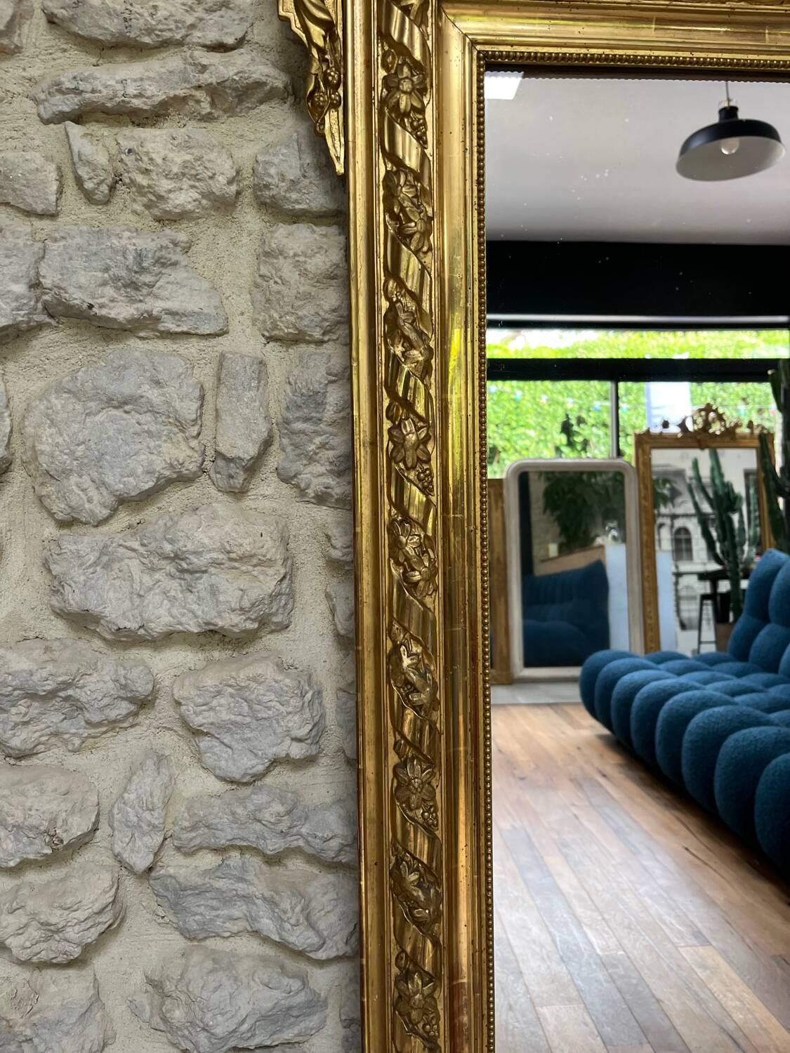 Sublime gilded pediment mirror with gold leaf 161cm