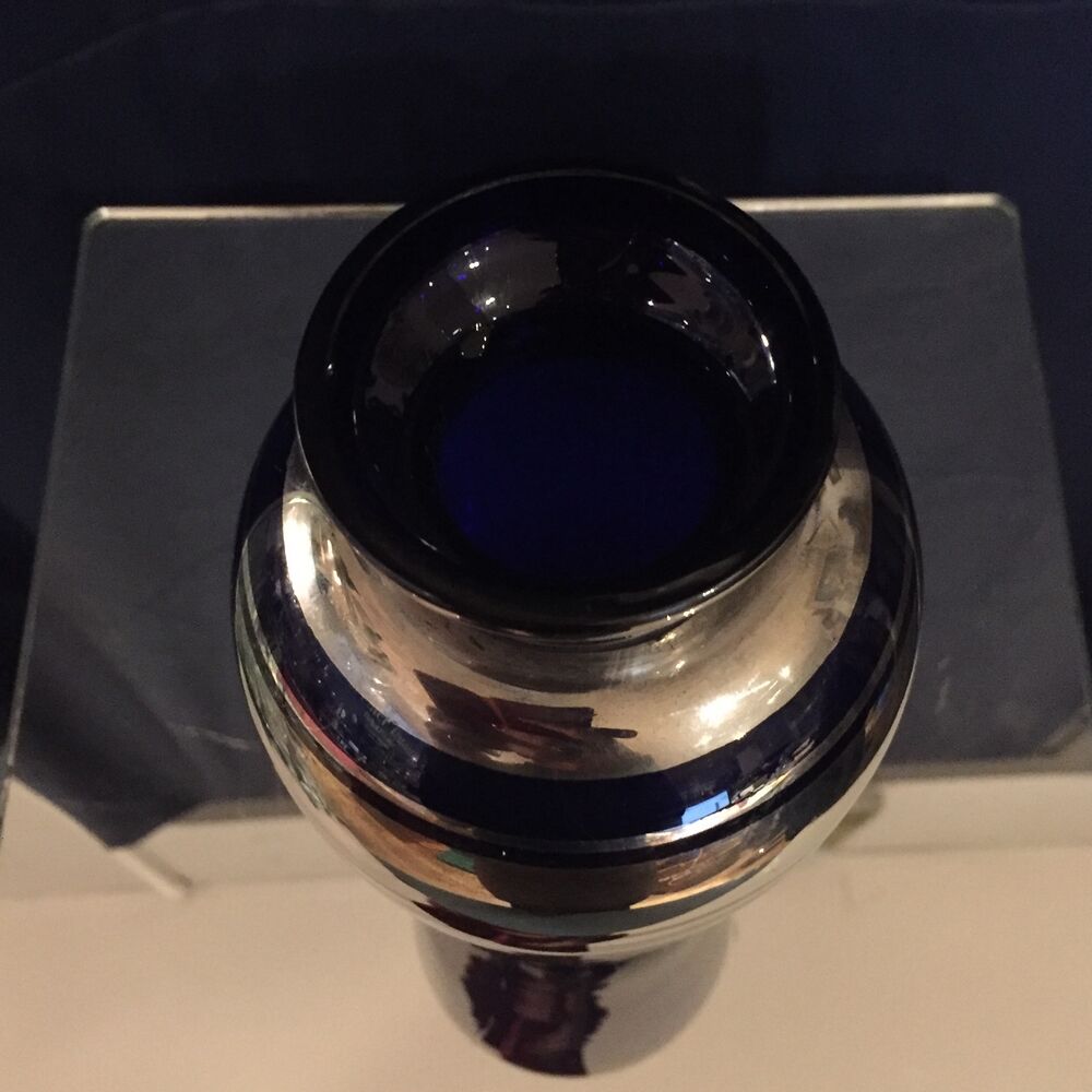 Vase soliflore royal blue and silver years 1930 1940