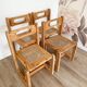 Ensemble de 4 chaises en bois et cannage - années 1960-70