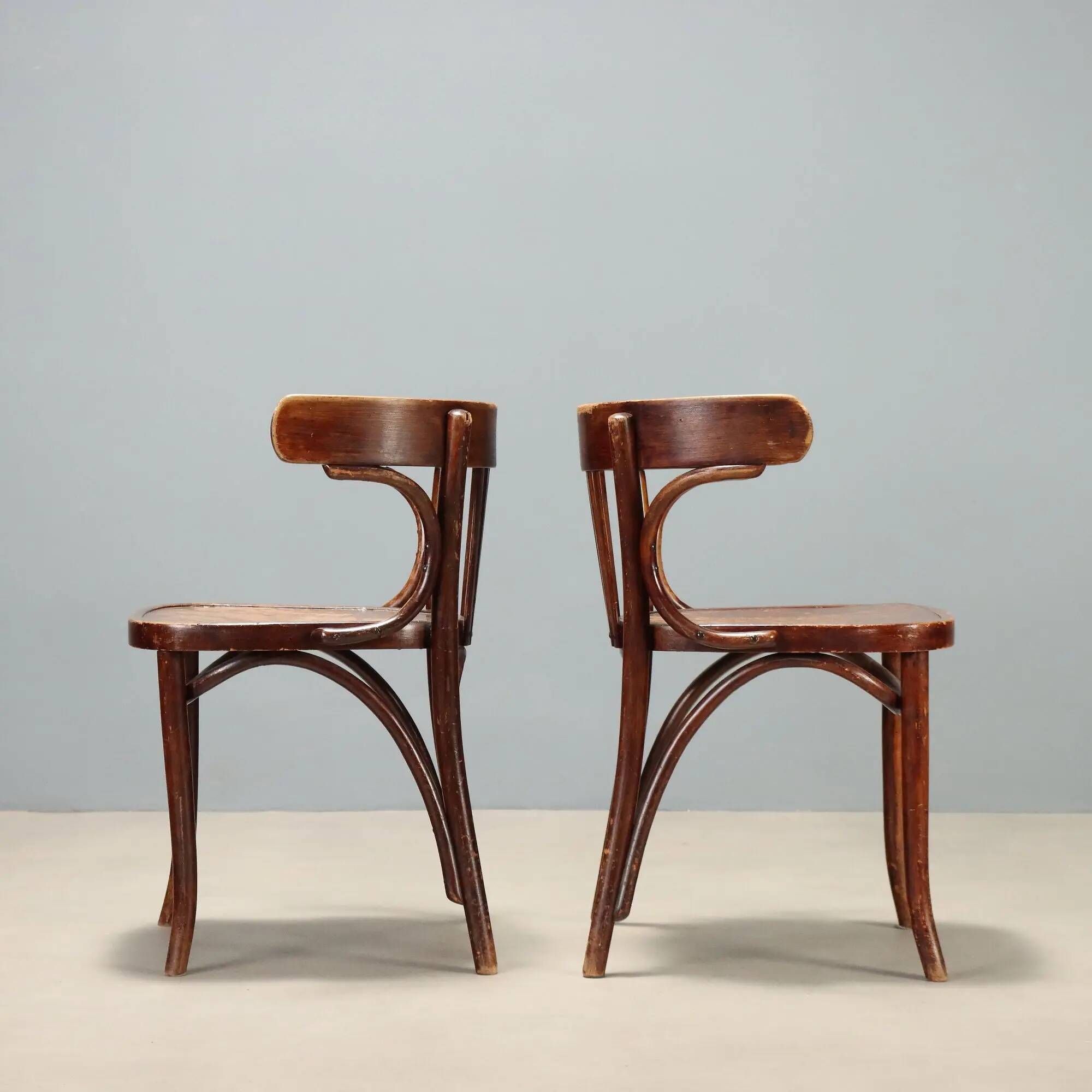 Antique Thonet armchairs in painted beech, walnut, Austria, 20th century