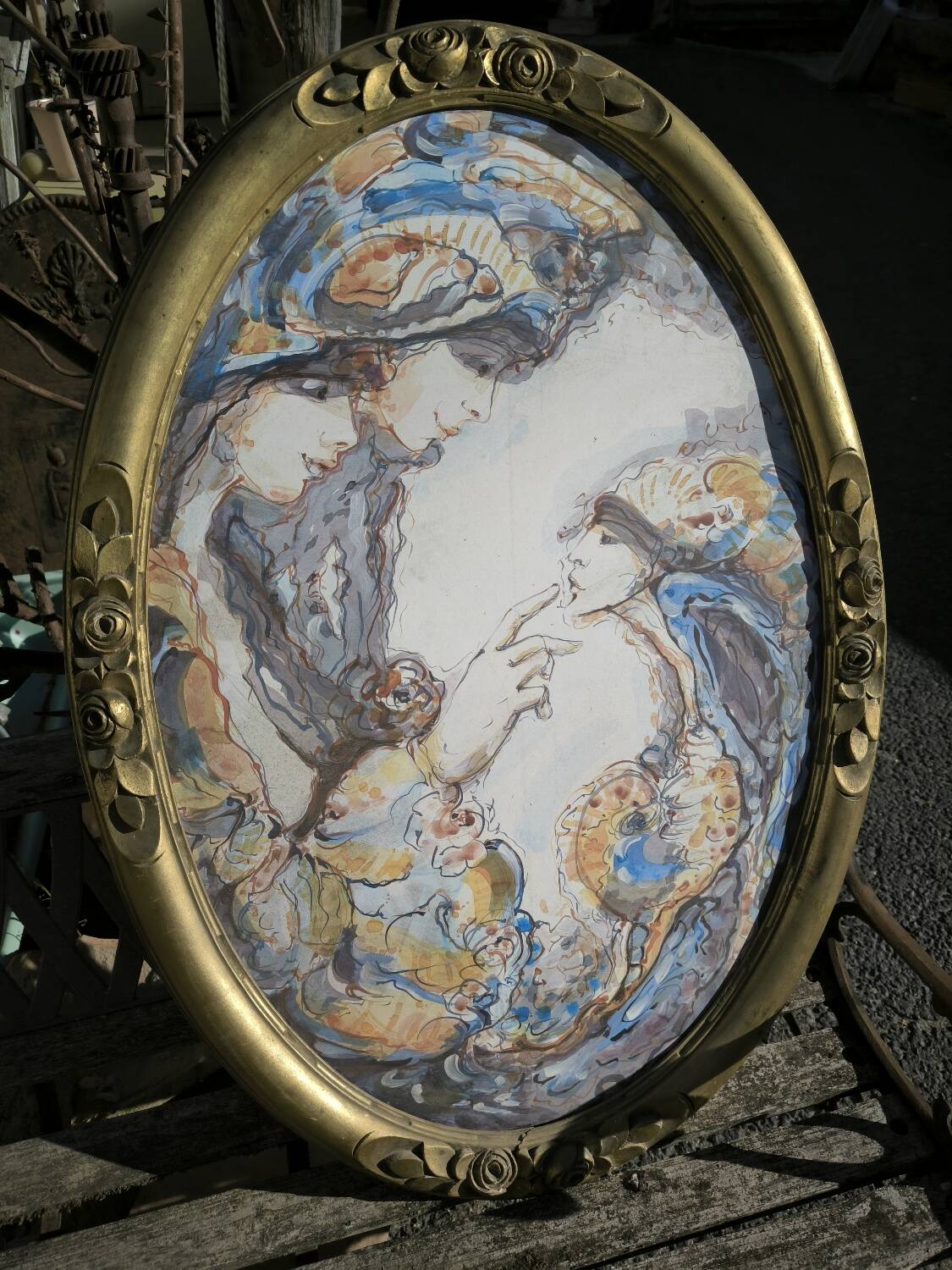 Easel and watercolor painting circa 1925