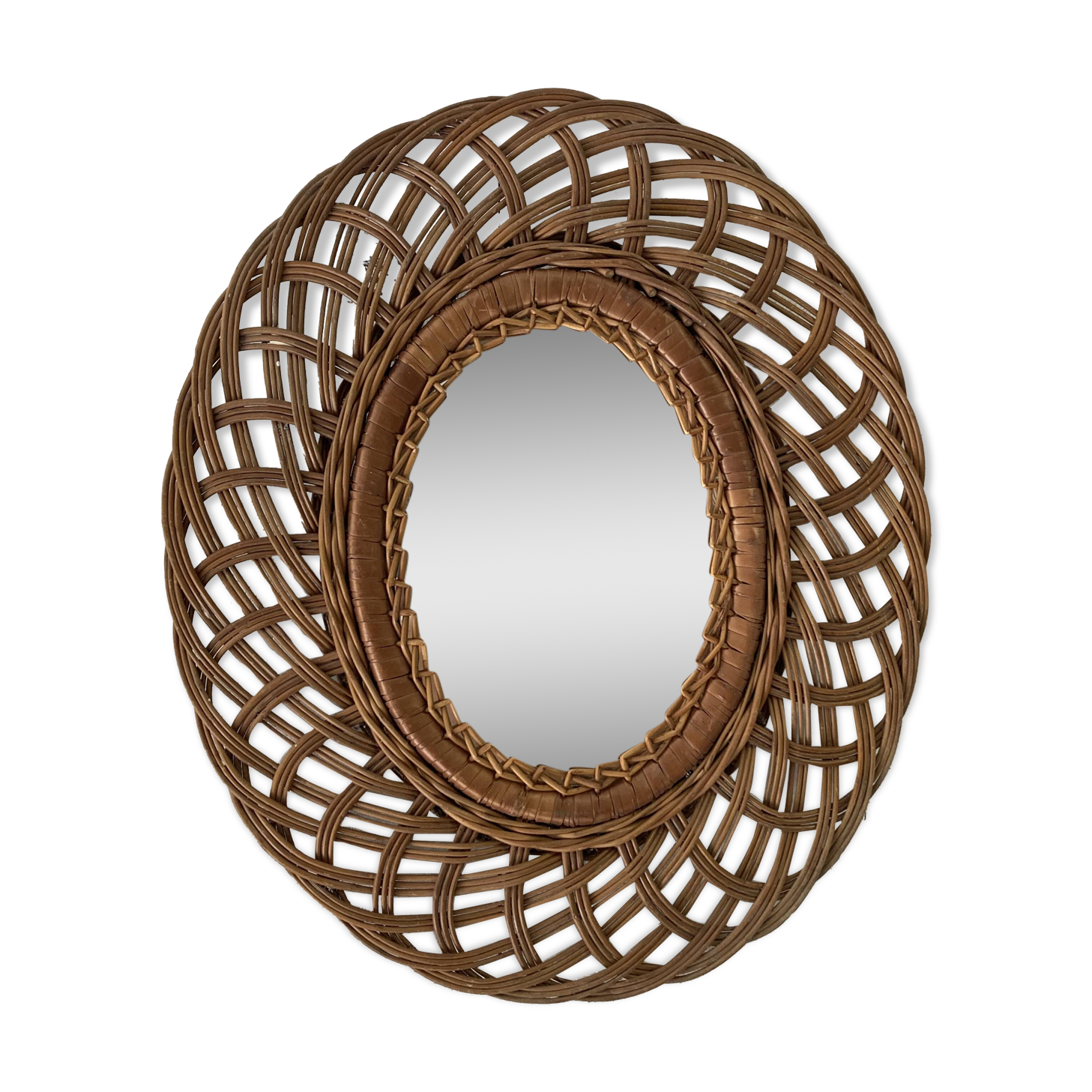 Vintage wicker mirror