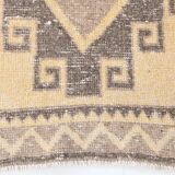 Cream Brown Oriental Turkish Runner Rug, 80x373Cm