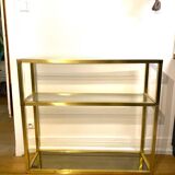 3-tier shelf in glass, mirror and brass