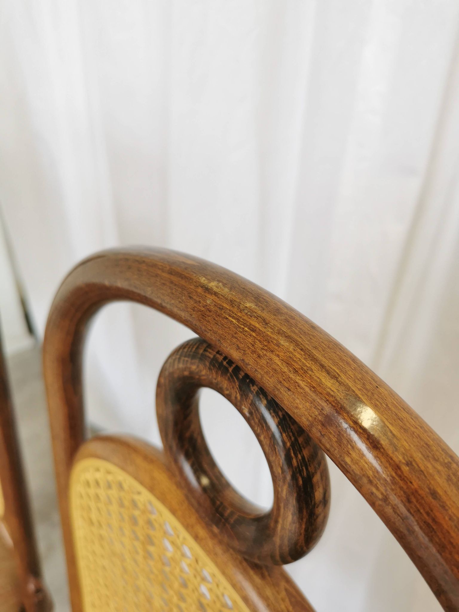 Set of 4 Vintage Bentwood Dining Chairs: Cane Back, Thonet Style