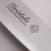 Christofle Rubans, 10 dessert knives, dessert, cheese, silver-plated metal.