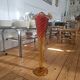 Very large vintage cornucopia vase in gradient red and amber glass - H 53.5 cm