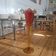 Very large vintage cornucopia vase in gradient red and amber glass - H 53.5 cm