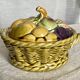 Candy dish (or sugar bowl) barbotine old fruit basket