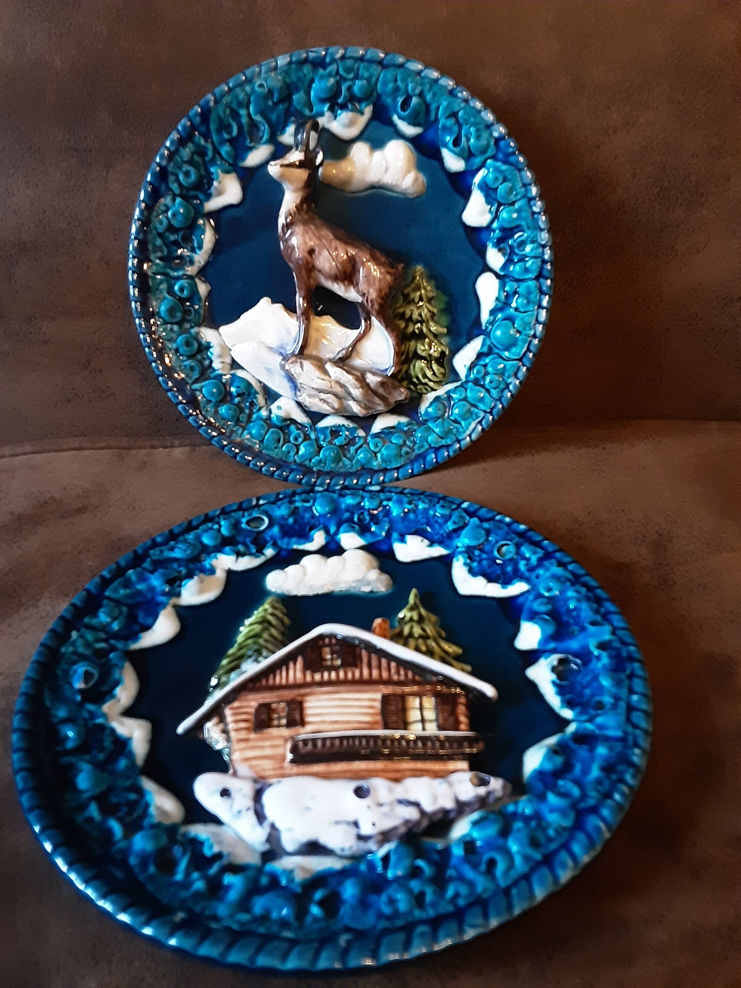 Set of 2 decorative majolica-style plates