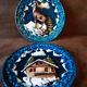 Lot de 2 assiettes  décoratives  style barbotine