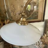 lampe italienne en laiton et opaline bras coulissant 67cm