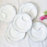 Set of 5 asparagus plates, Hamage, 1930, French manufacture, rare, art deco