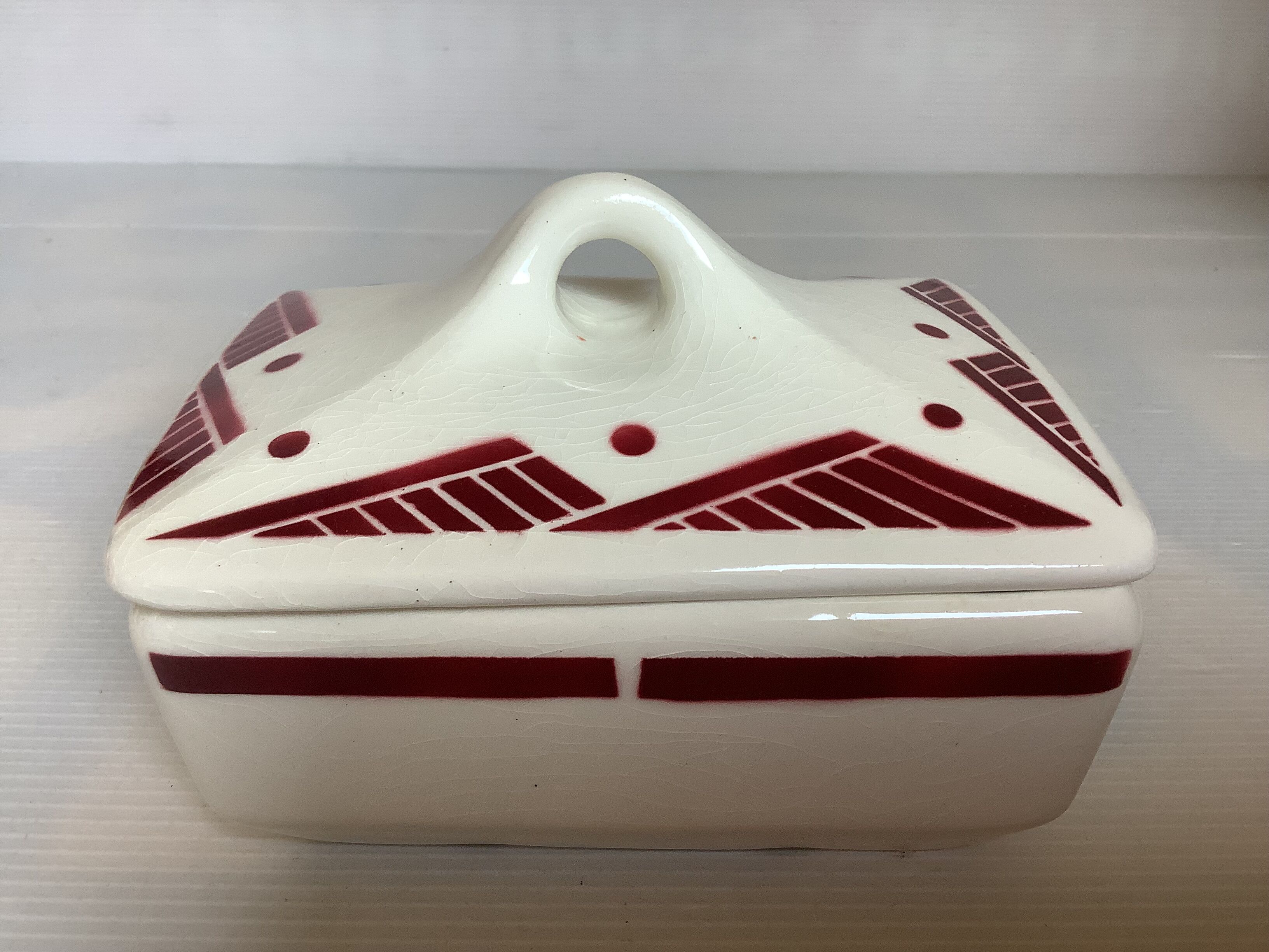 Burgundy geometric patterned catchall tray