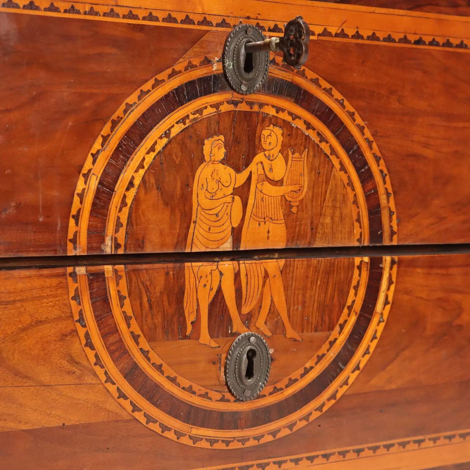 Antique neoclassical cherry wood commode, Italy, 18th century.