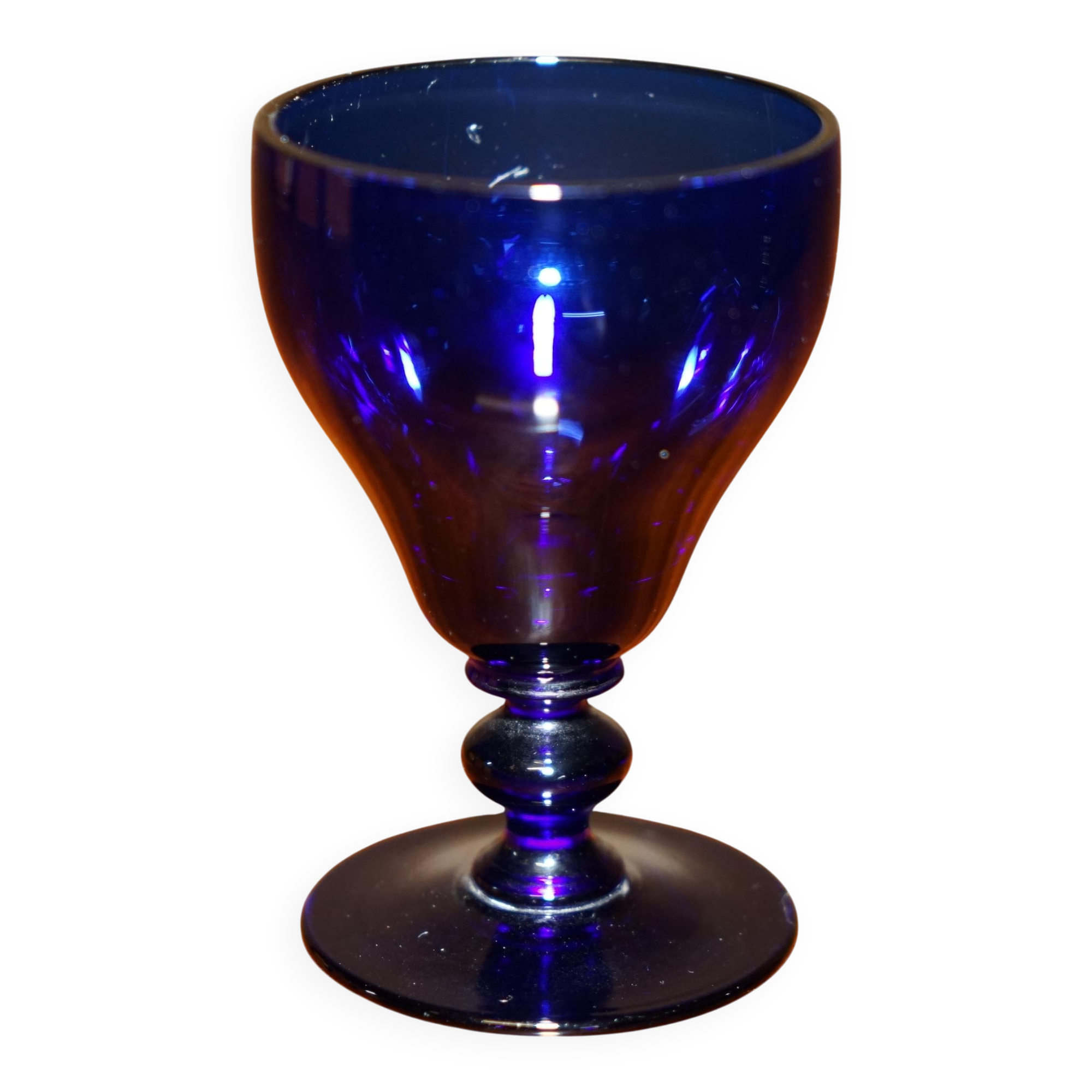 Carafe à Sherry et Verres en Verre Bleu Bristol Antique