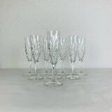 8 Chantilly model champagne flutes by Saint Louis, crystal