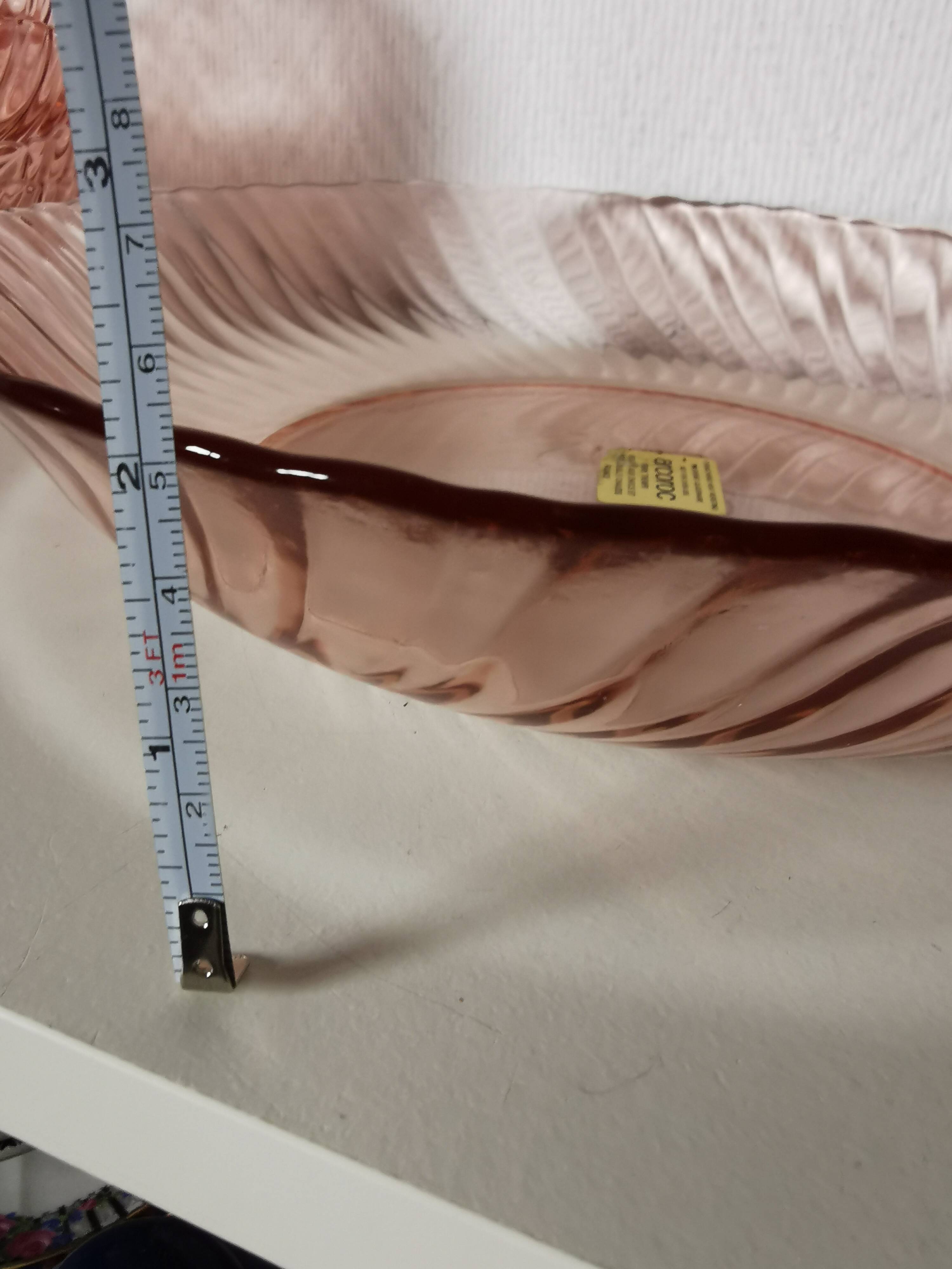 service à dessert en verre rose rosaline tourbillon