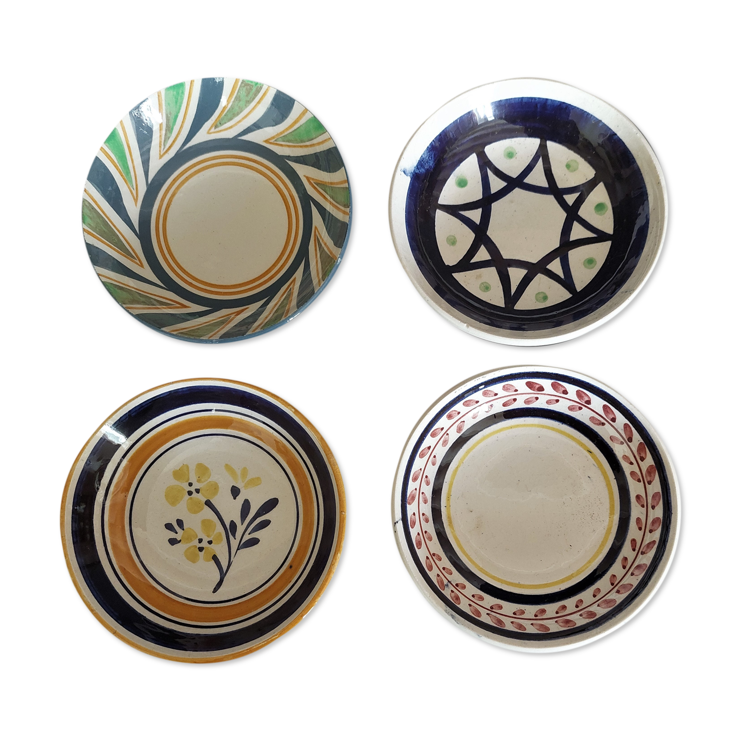 Series of four hollow plates for dolls tea set in earthenware XXth