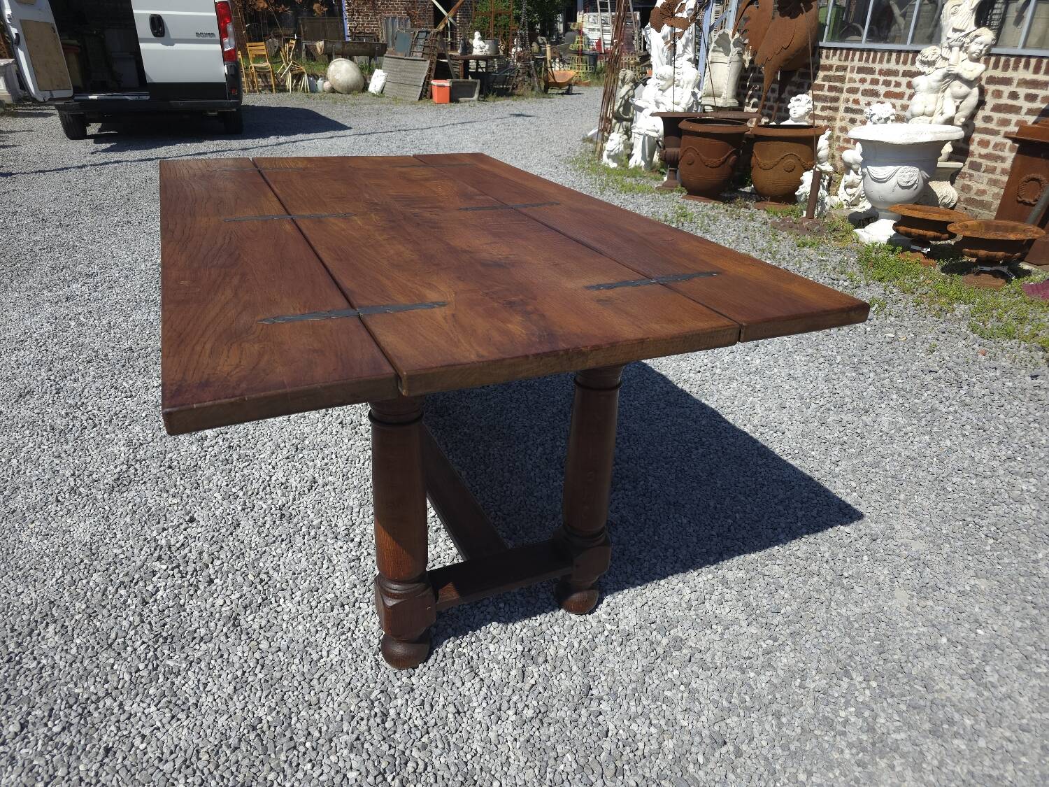 Table de ferme en chêne avec abattants