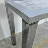 Seventies console structure chrome white marble top