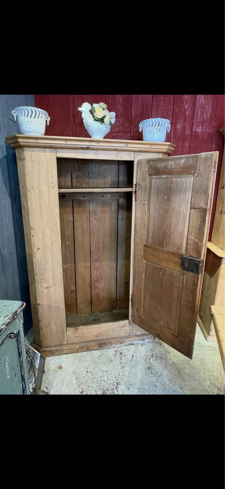 Pine wardrobe from the 19th century.