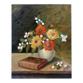 Nature morte avec des fleurs et livre