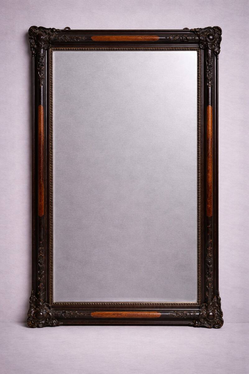 Large 19th-century lacquered wooden mirror