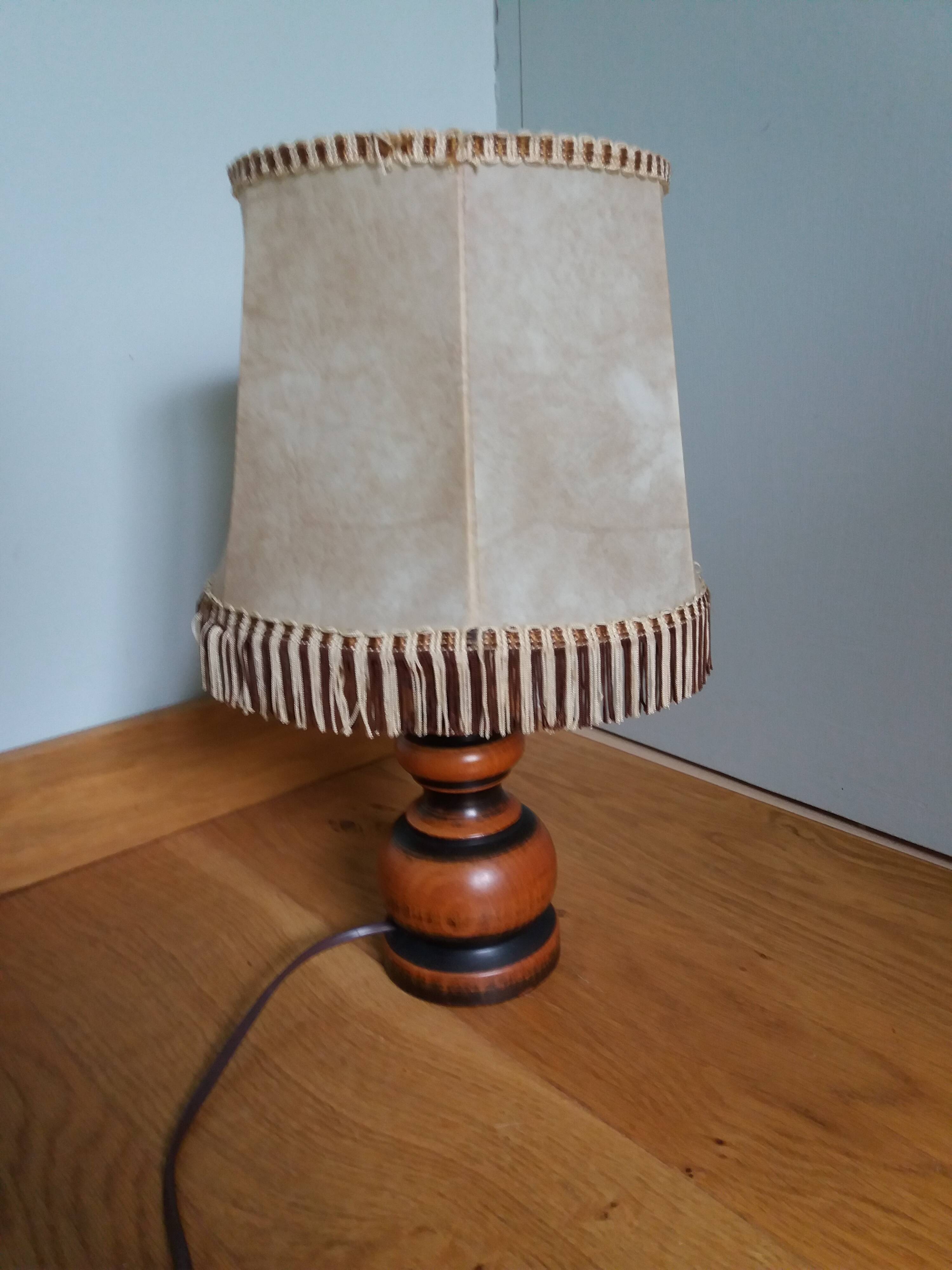 Turned wood lamp