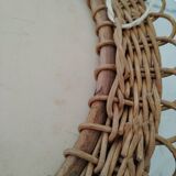 Pretty Soleil rattan mirror, 1950s