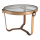 Table basse en laiton et cuir surpiqué