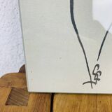 Dessin portrait femme profil signé SC