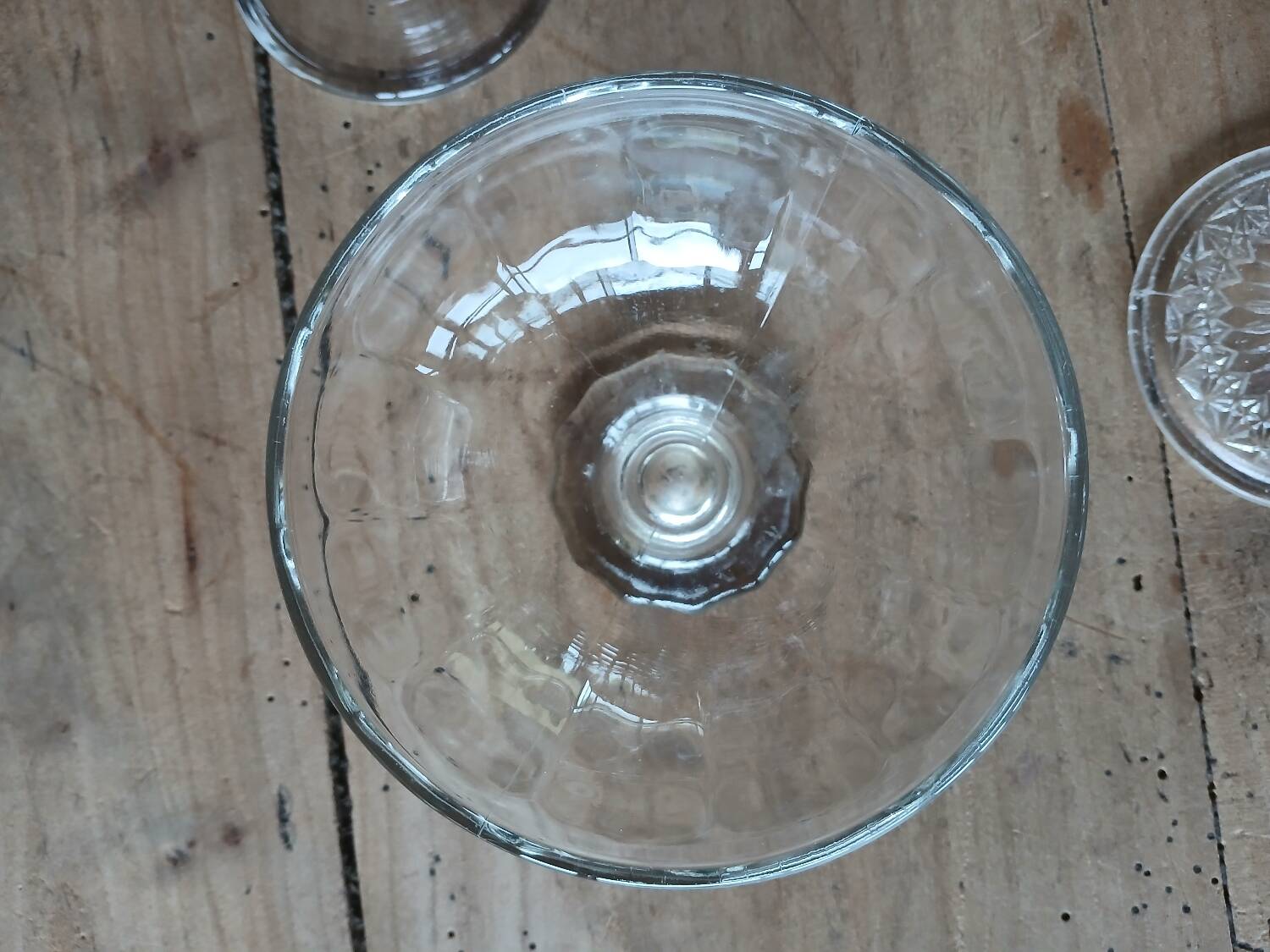 5 antique clear glass cups