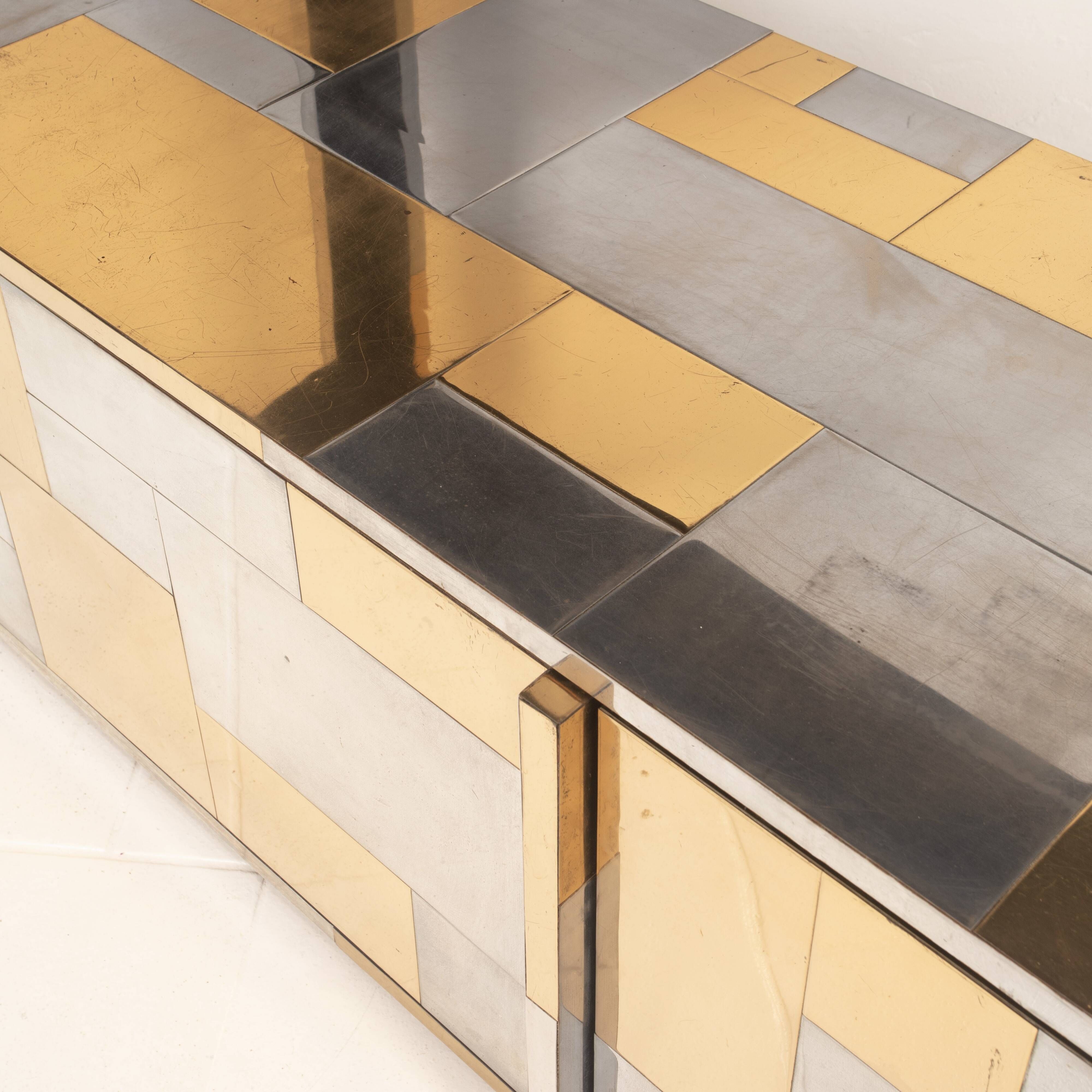 Paul Evans Cityscape Brass and Stainless Steel Bookcase, First Series, 1971