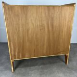 50s chest of drawers with blond wood compass feet