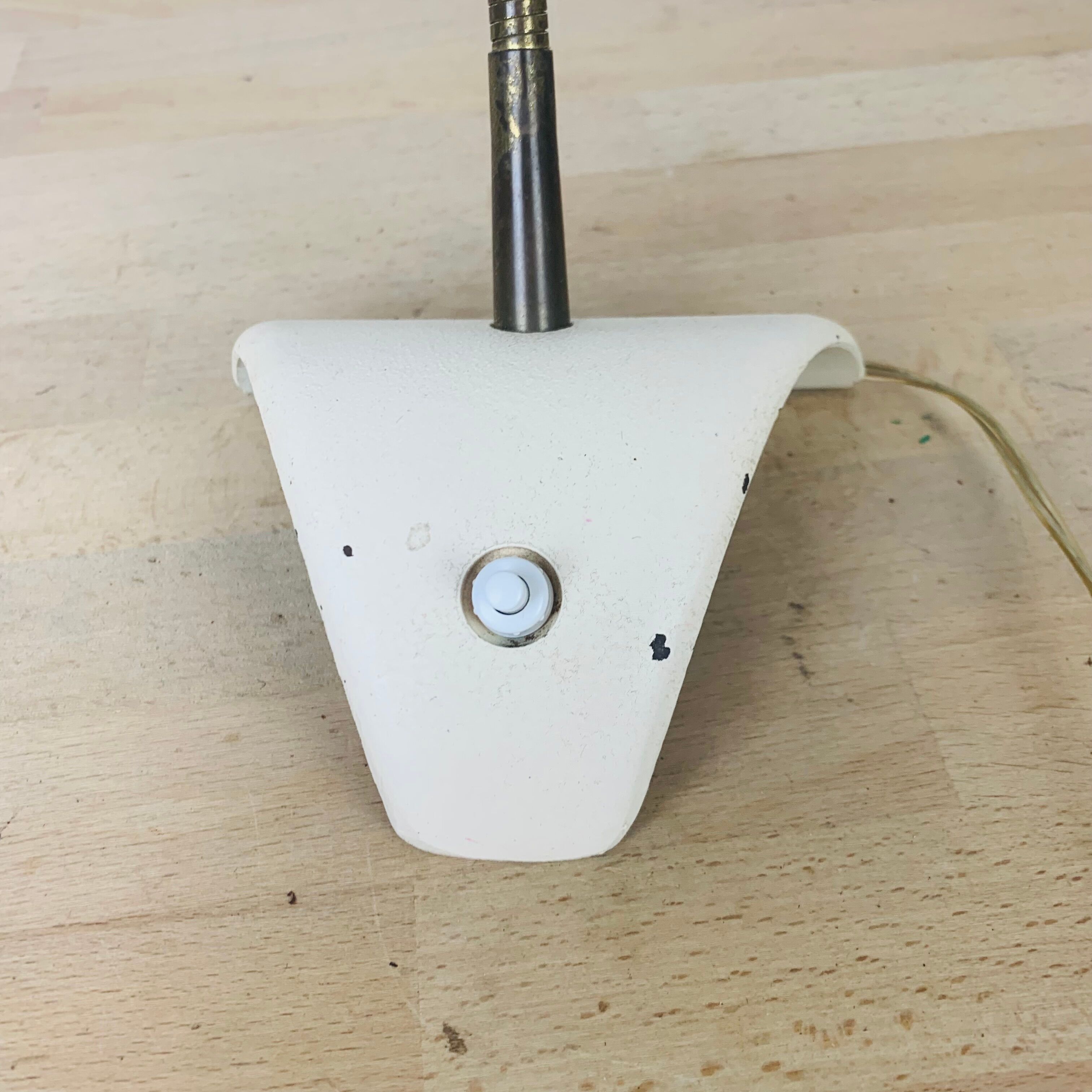 Pair of metal and brass lamps 50s Jean Boris Lacroix