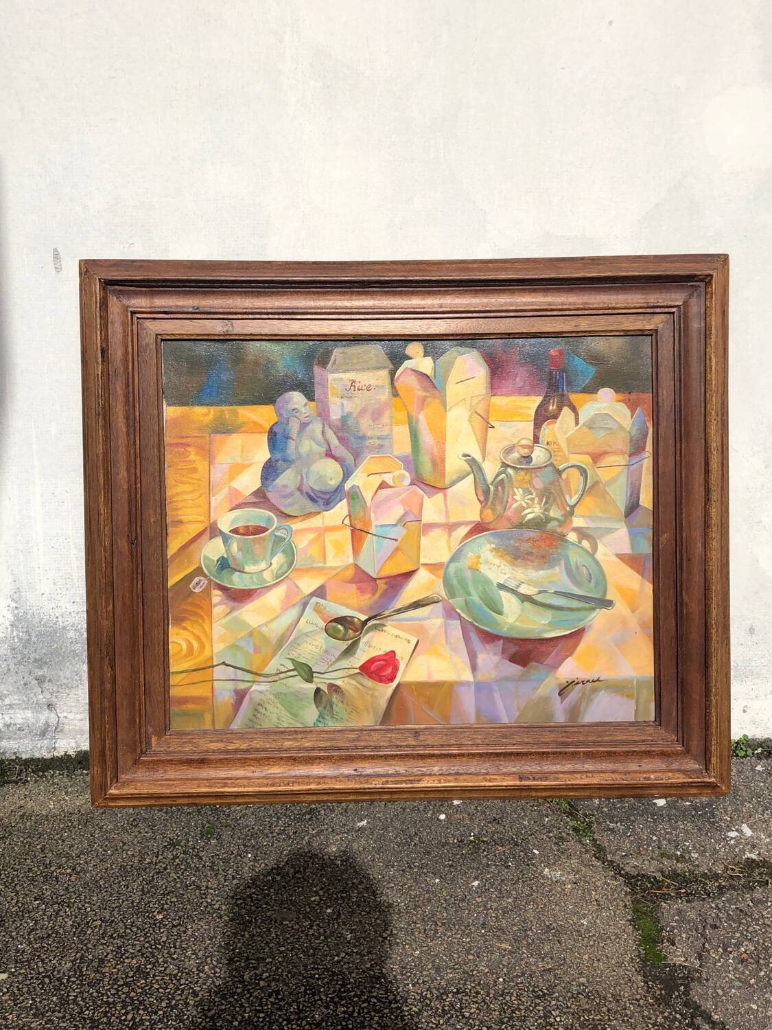 Tableau école cubiste vintage nature morte collection