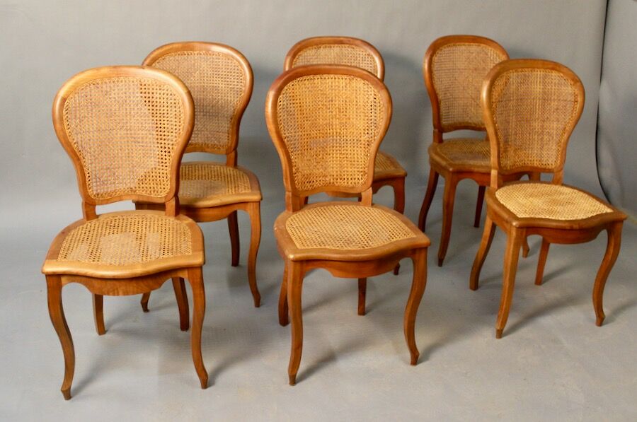 Suite of 6 chairs cannées en merisier Louis Philippe