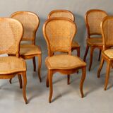 Suite of 6 chairs cannées en merisier Louis Philippe