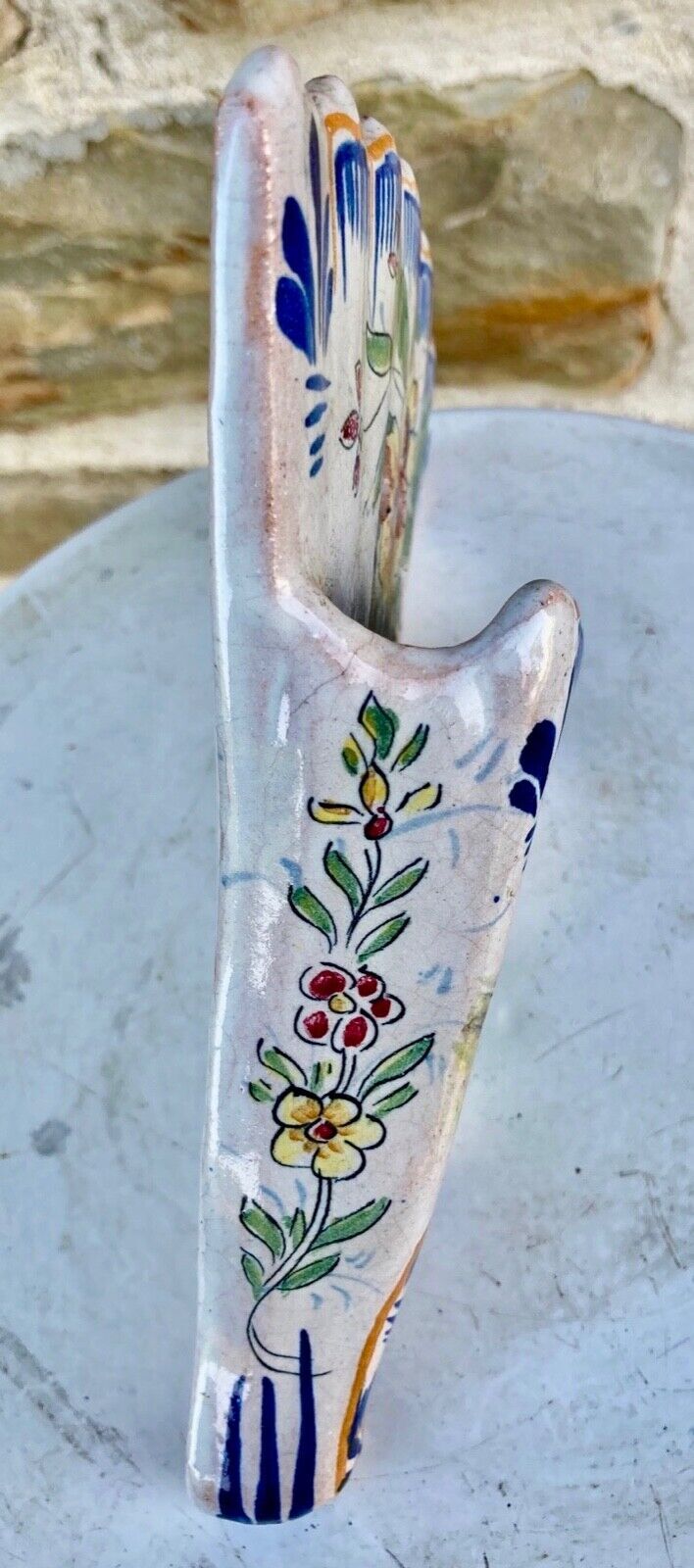 vase - Fan-shaped bouquet - Pouplard Béatrix Malicorne style Quimper XIX