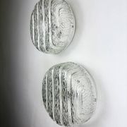 Pair of frozen glass round sconces, Germany, 1960s