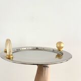 Vintage Palladium-Plated Serving Tray with Murano Glass Handles, Italy, 80s